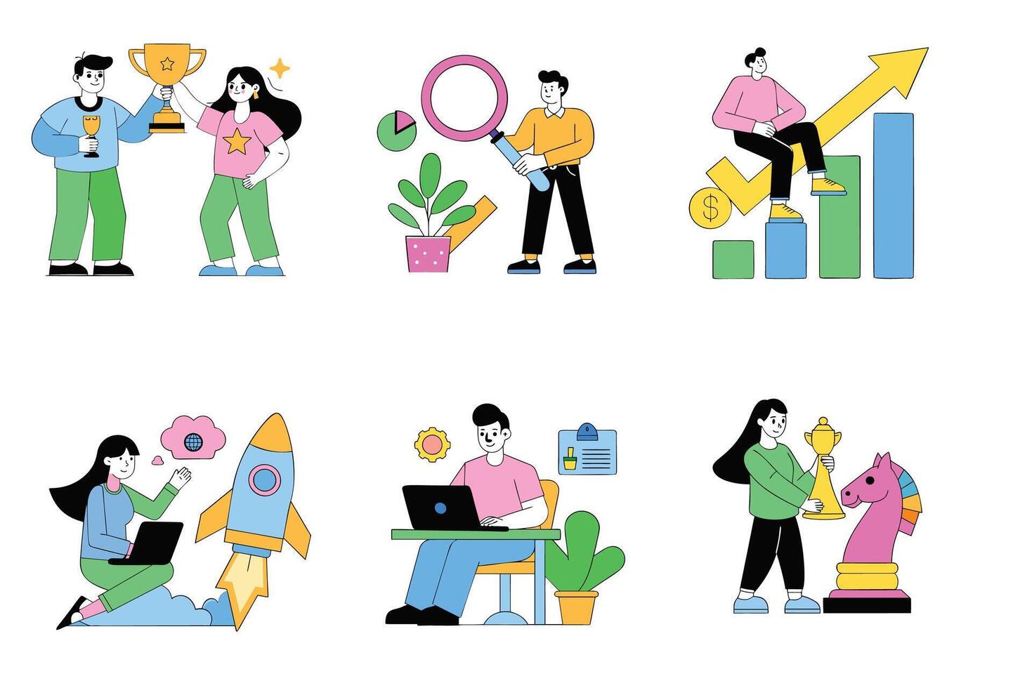Business people icons set flat style illustration vector