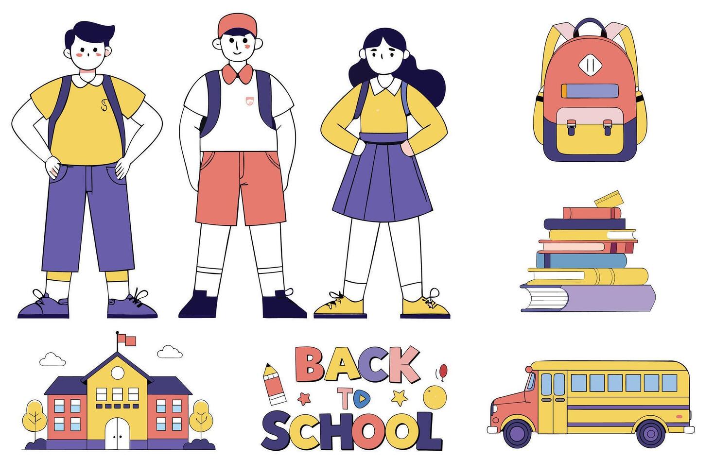 Back to school collection of illustration vector