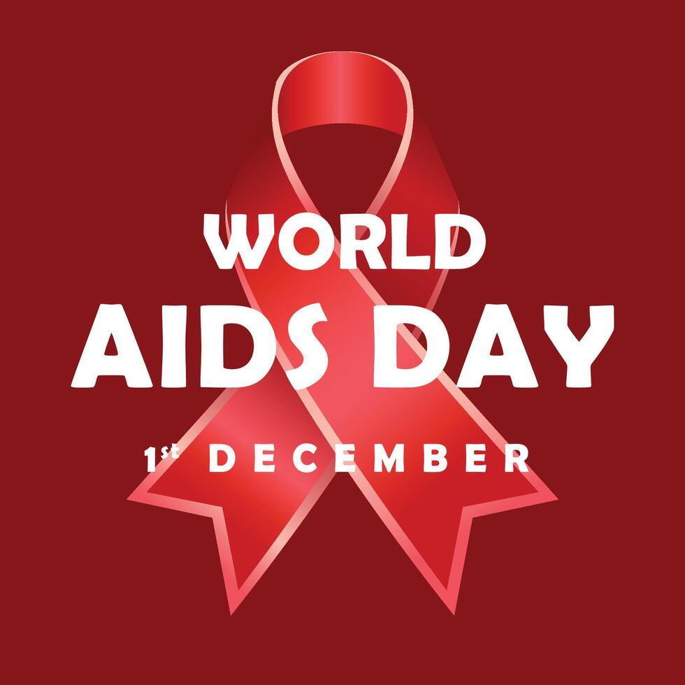 World aids day lettering concept with ribbon vector
