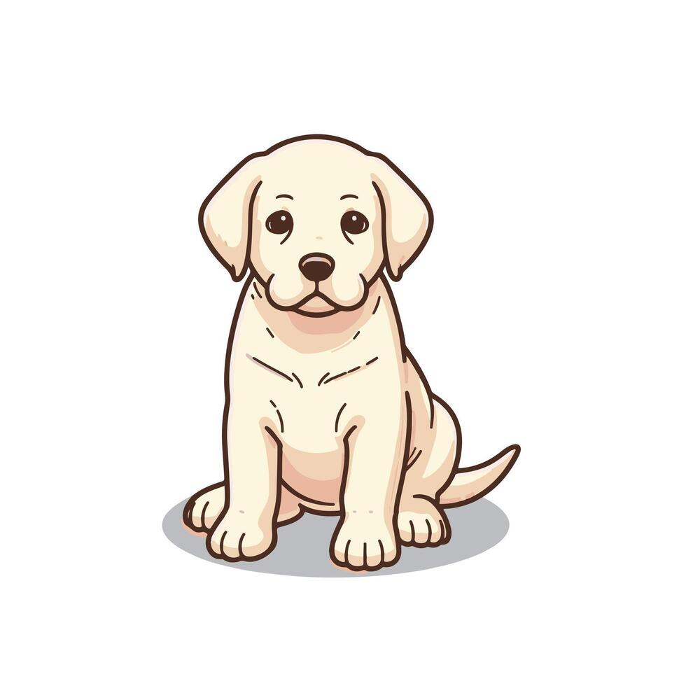 A yellow coats Labrador puppy in a sitting pose, very adorable, could be used as a logo vector