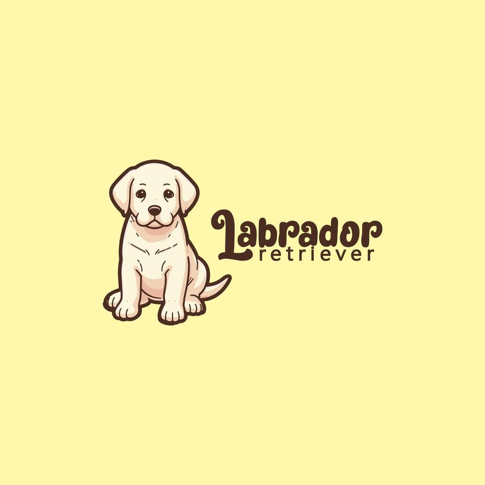 A yellow coats Labrador puppy in a sitting pose, very adorable, with text labrador, could be used as a logo vector