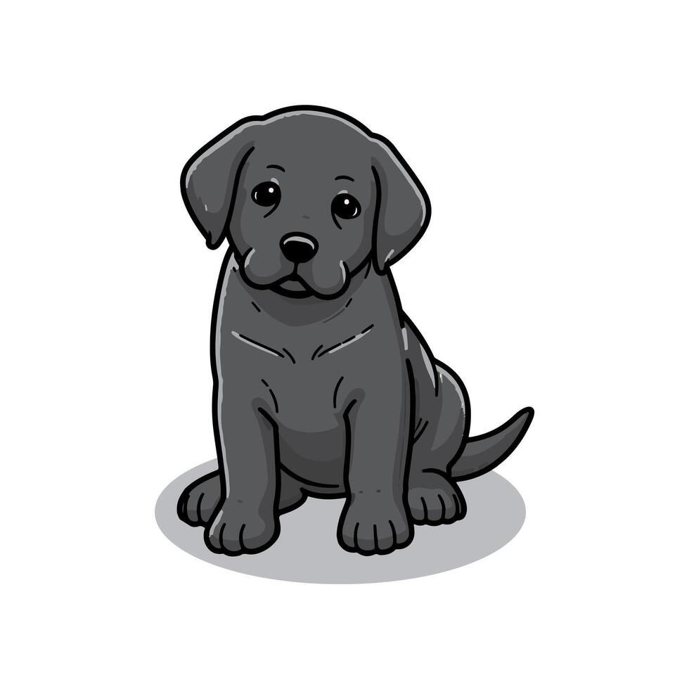 A Black Labrador puppy in a sitting pose, very adorable, could be used as a logo vector
