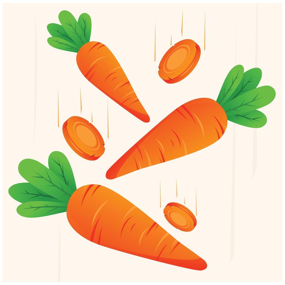 Cute carrots Easter fly with background cream vector