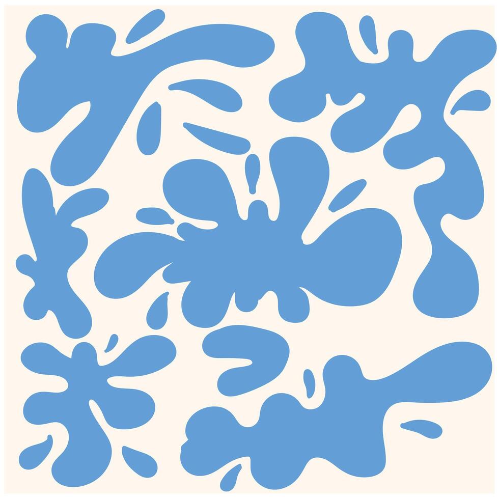 Set flat blue milk splash with background cream vector