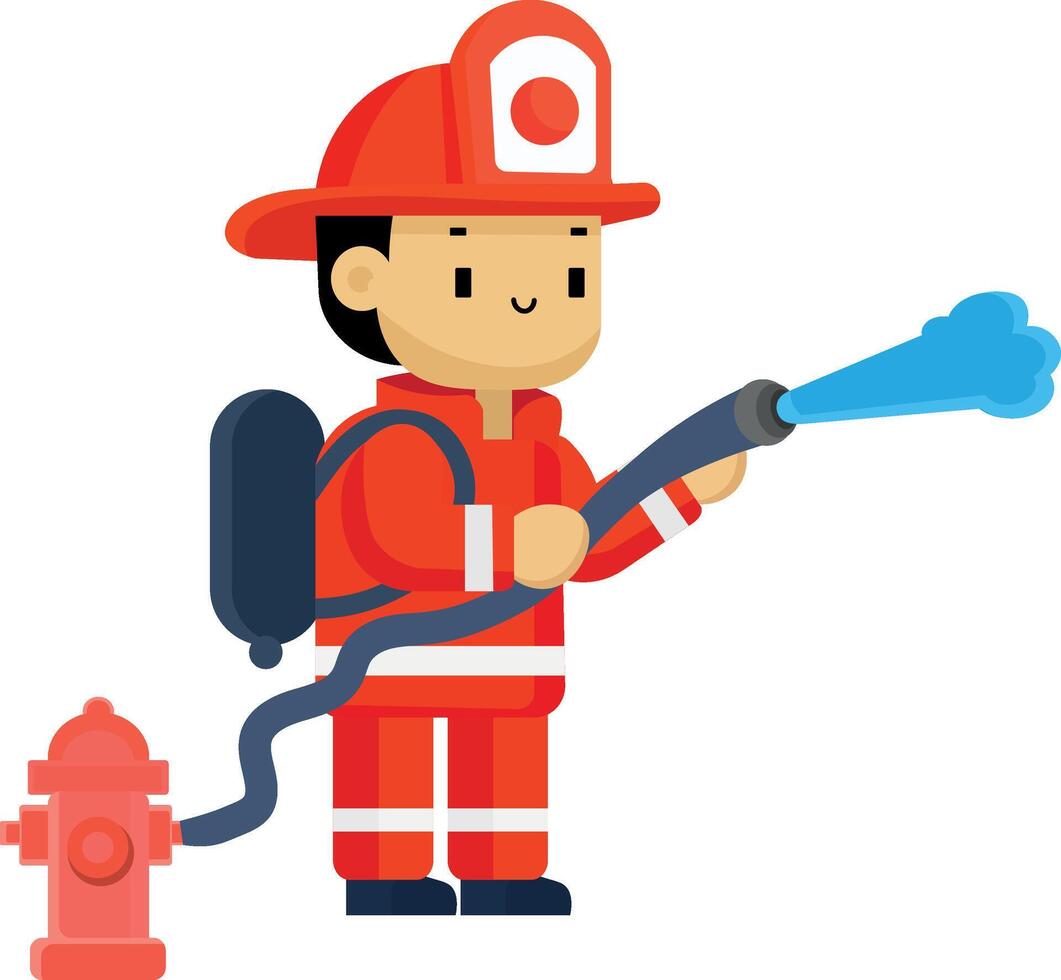 Firefighter putting out fire, background vector