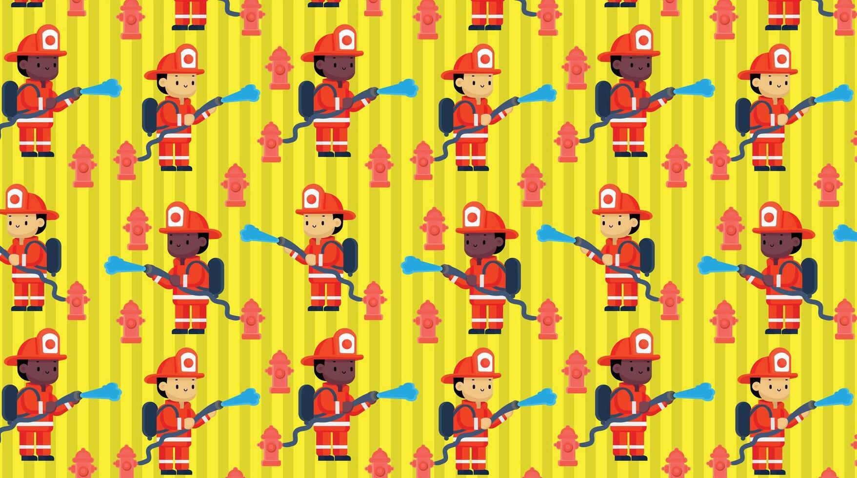 Firefighter putting out the fire, pattern background, fabric texture, paper vector