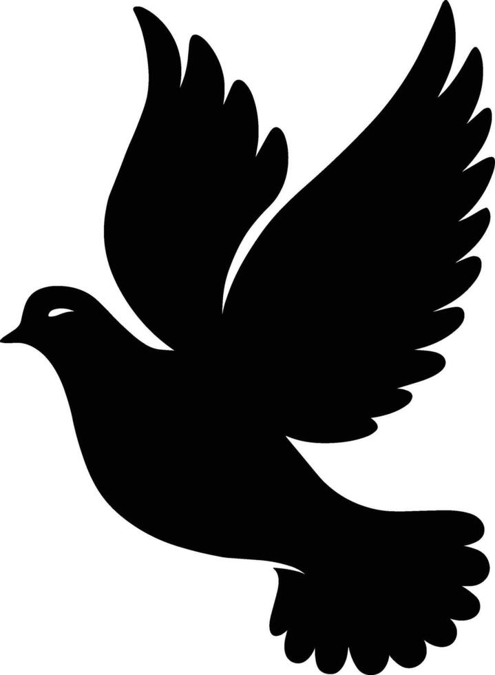 A black and white silhouette of a dove vector