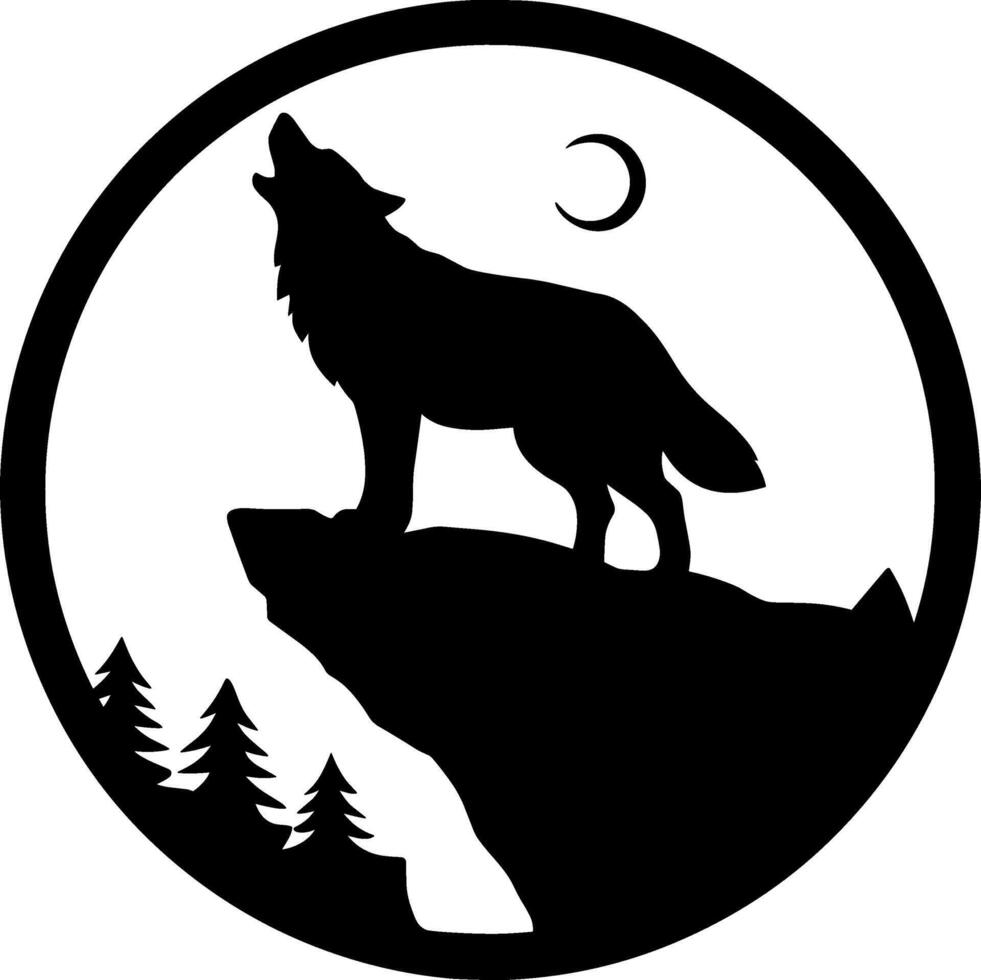 Wolf howling at the moon vector