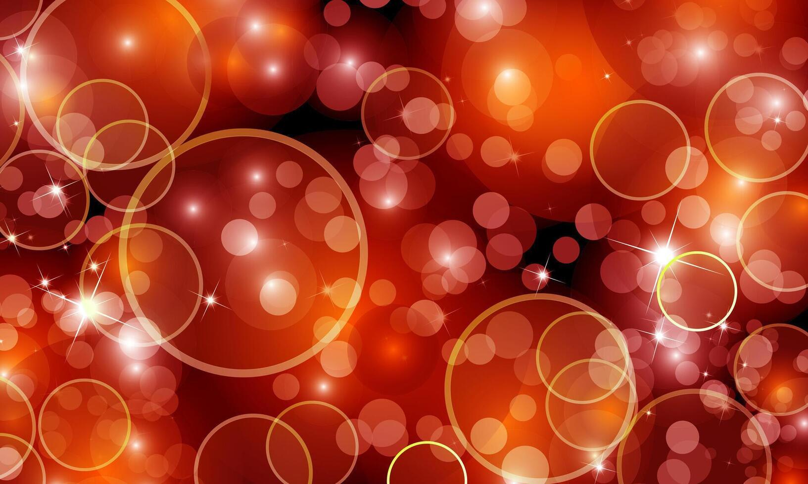 Shiny starry lights on dark orange background. blur circle light artistic wallpaper. vector