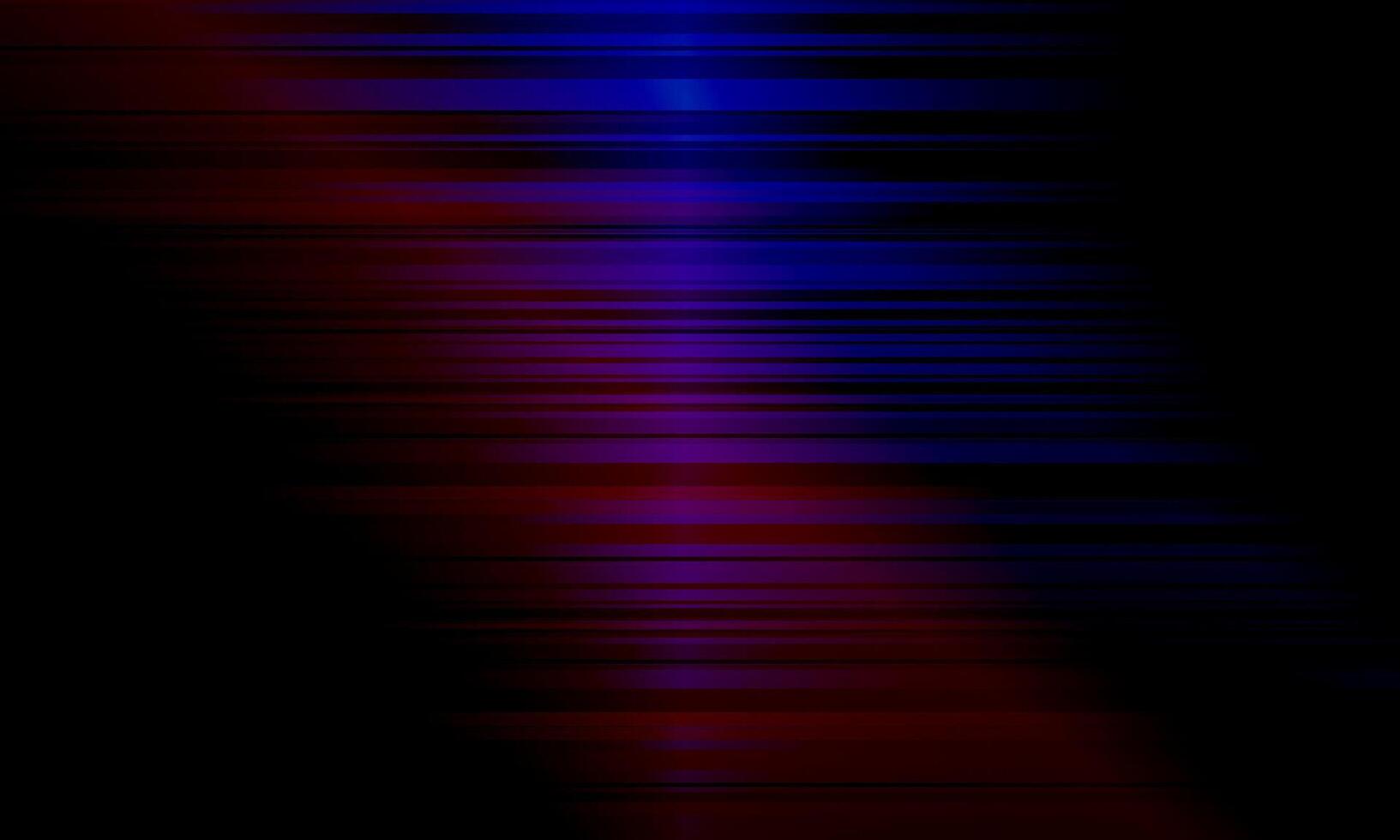 Abstract horizontal light red and blue stripe lines on black background. vector