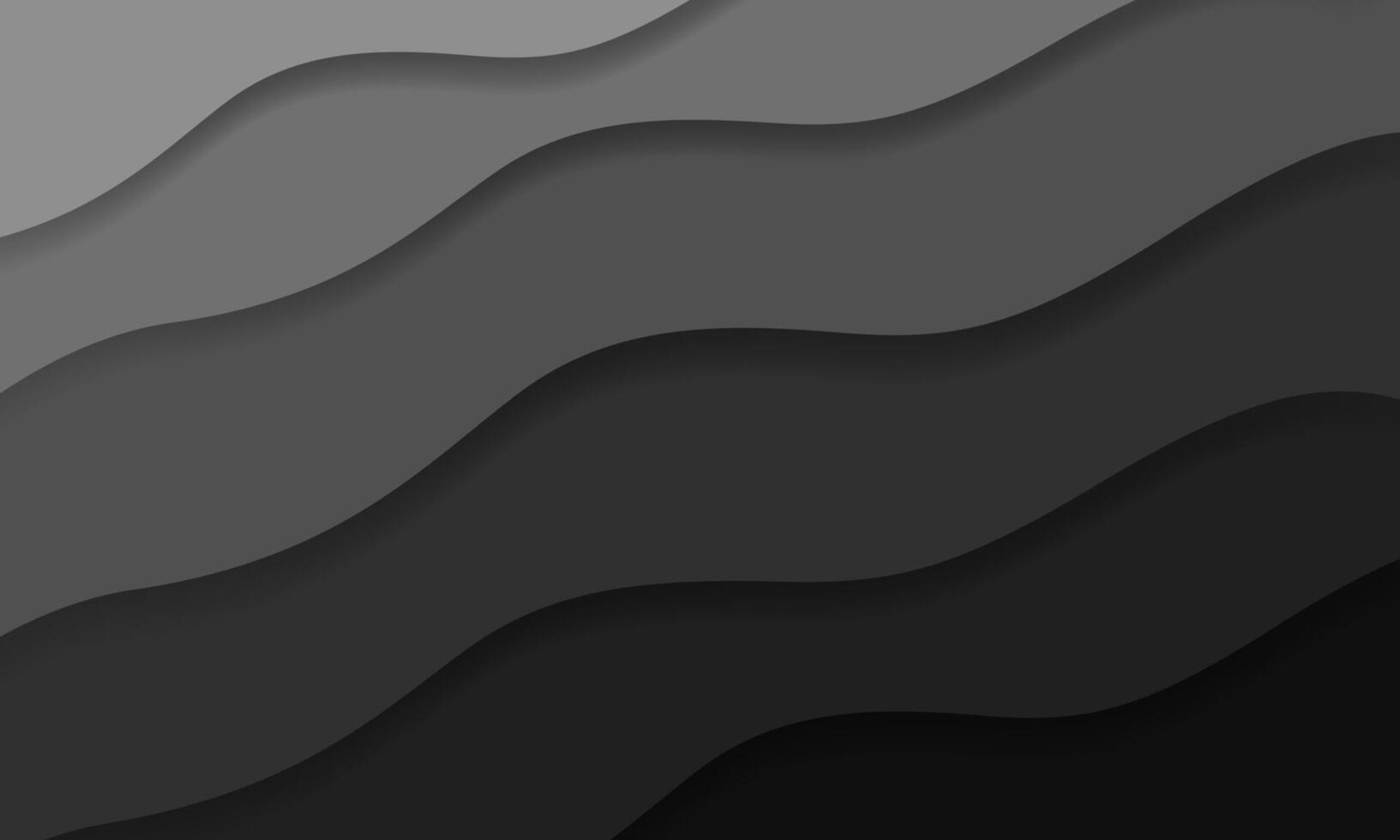 Paper cut art cartoon abstract grey waves. retro style. vector