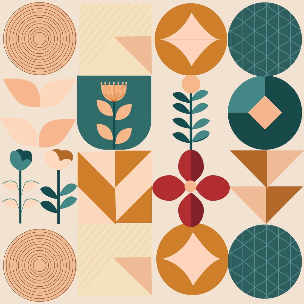 Geometric modern background Bauhaus Abstract nature in minimalist style Seamless pattern vector