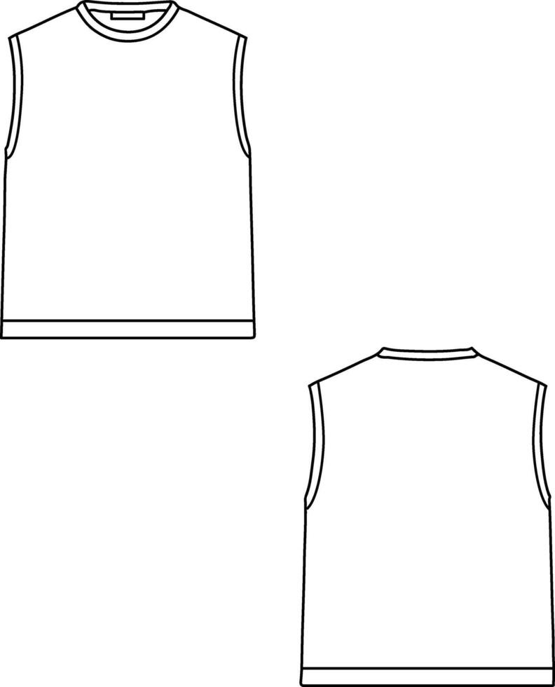 simple outline mockup tank shirt vector