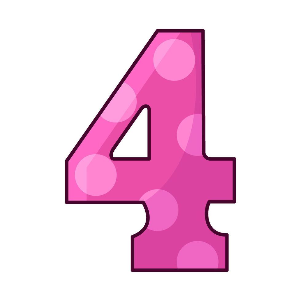 illustration of number 4 polka dot vector