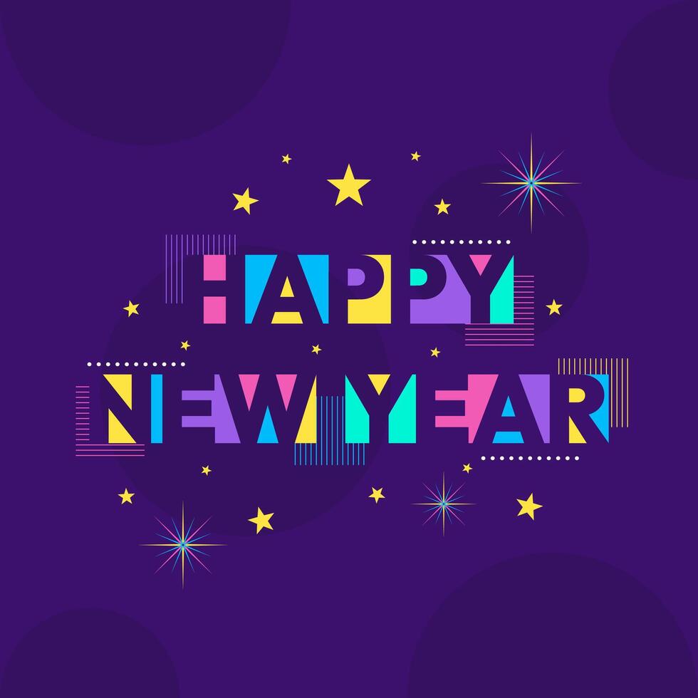 Happy New Year Text Greeting Design vector