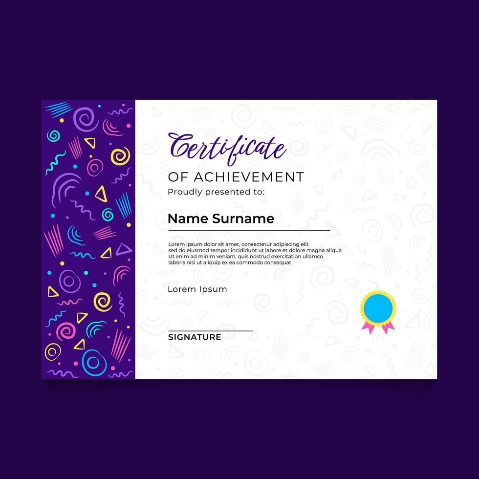 Abstract Doodle Hand Drawn Certificate Design vector