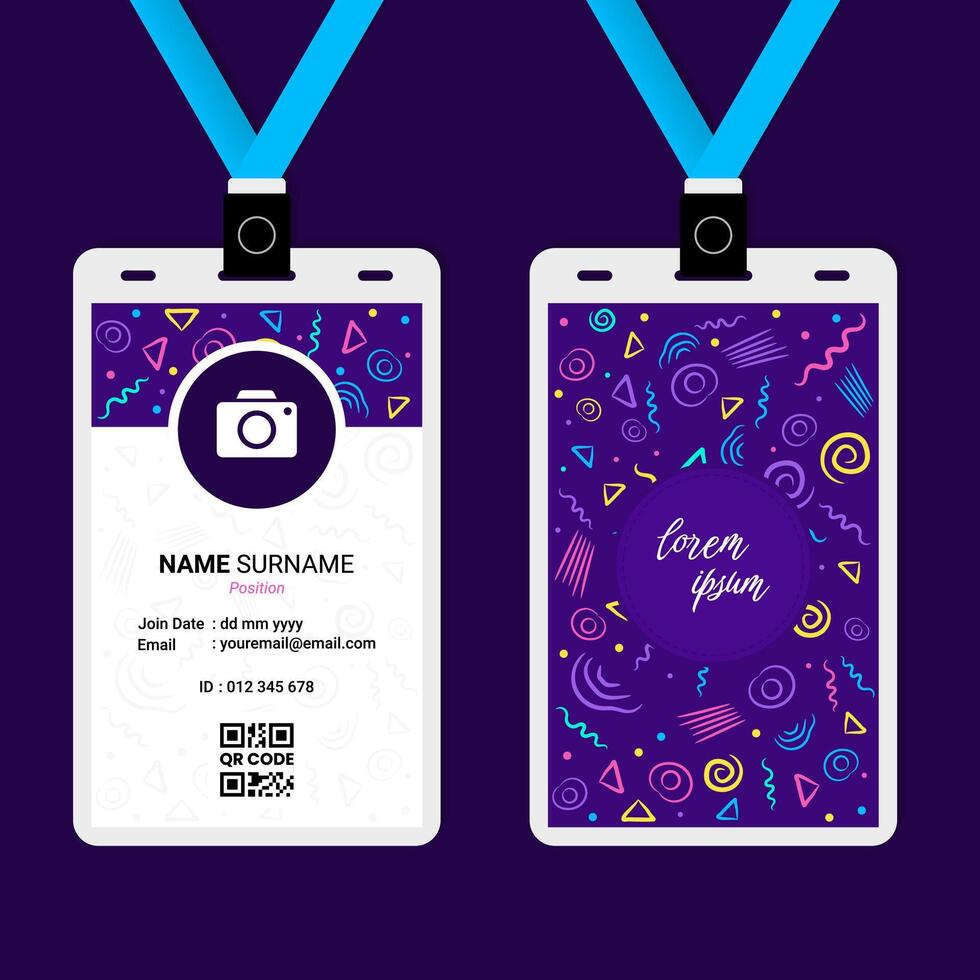 Abstract Doodle Hand Drawn ID Card Design vector