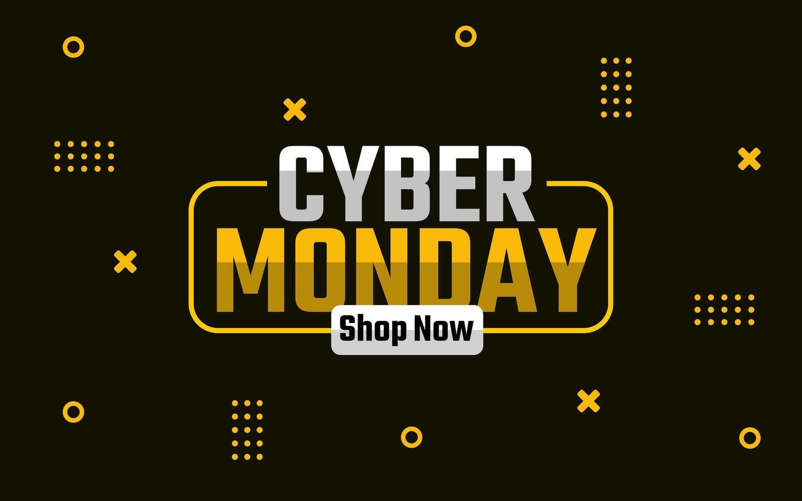 Cyber Monday sale with yellow and white text on black background. vector