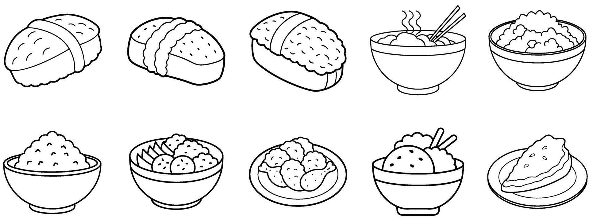 Various Japanese food vector