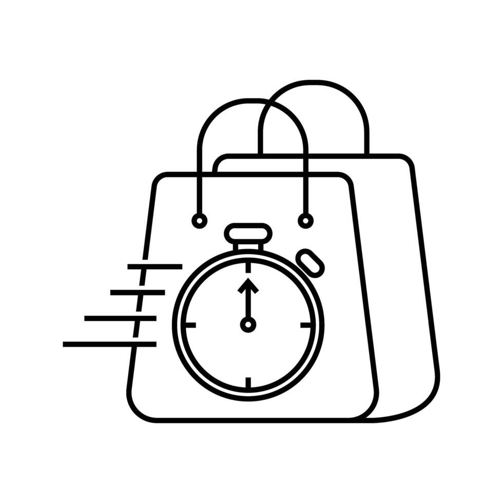 Shopping bag with stopwatch icon vector