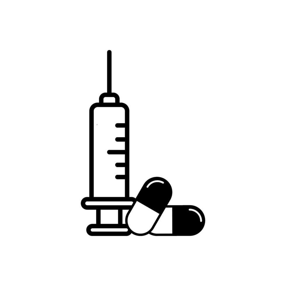 syringe with capsule icon vector