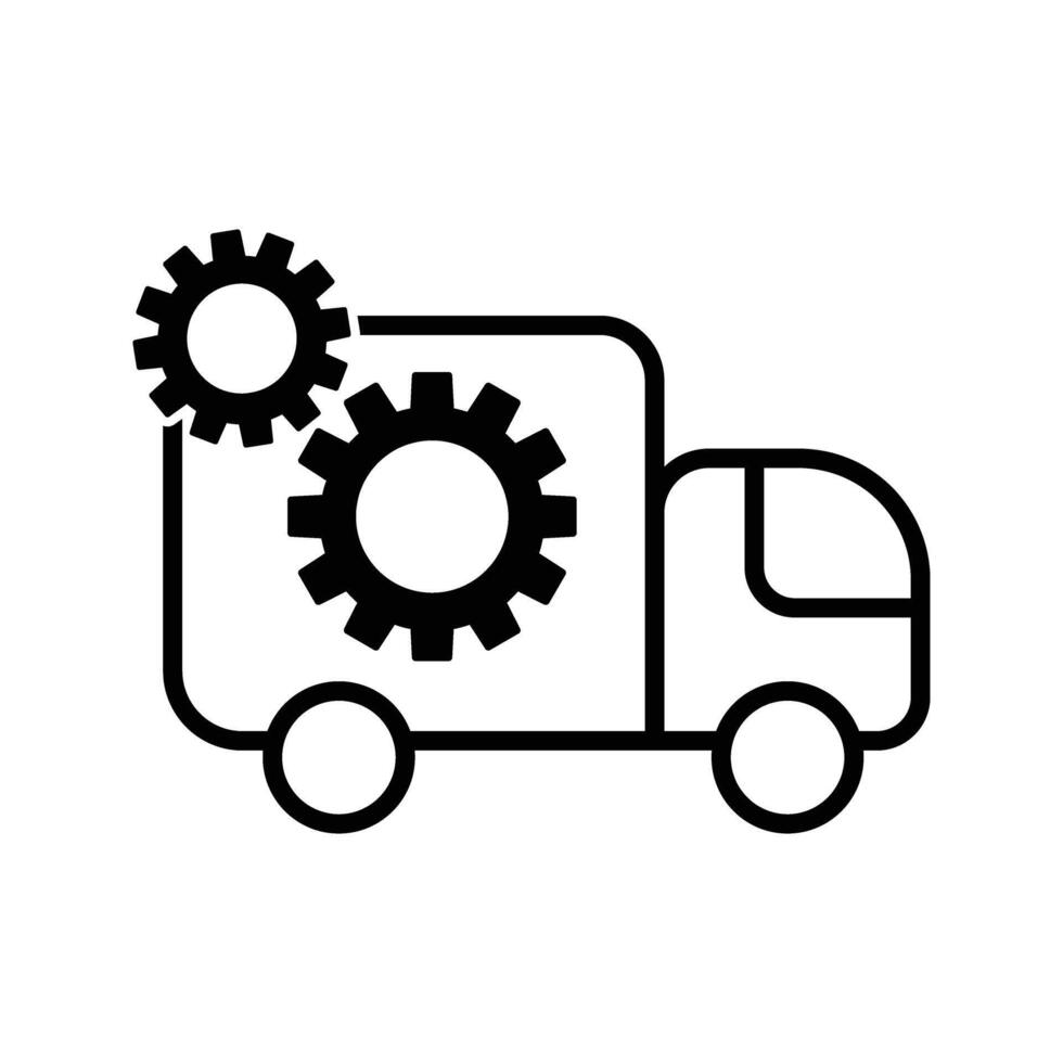 Truck with cogwheels icon vector