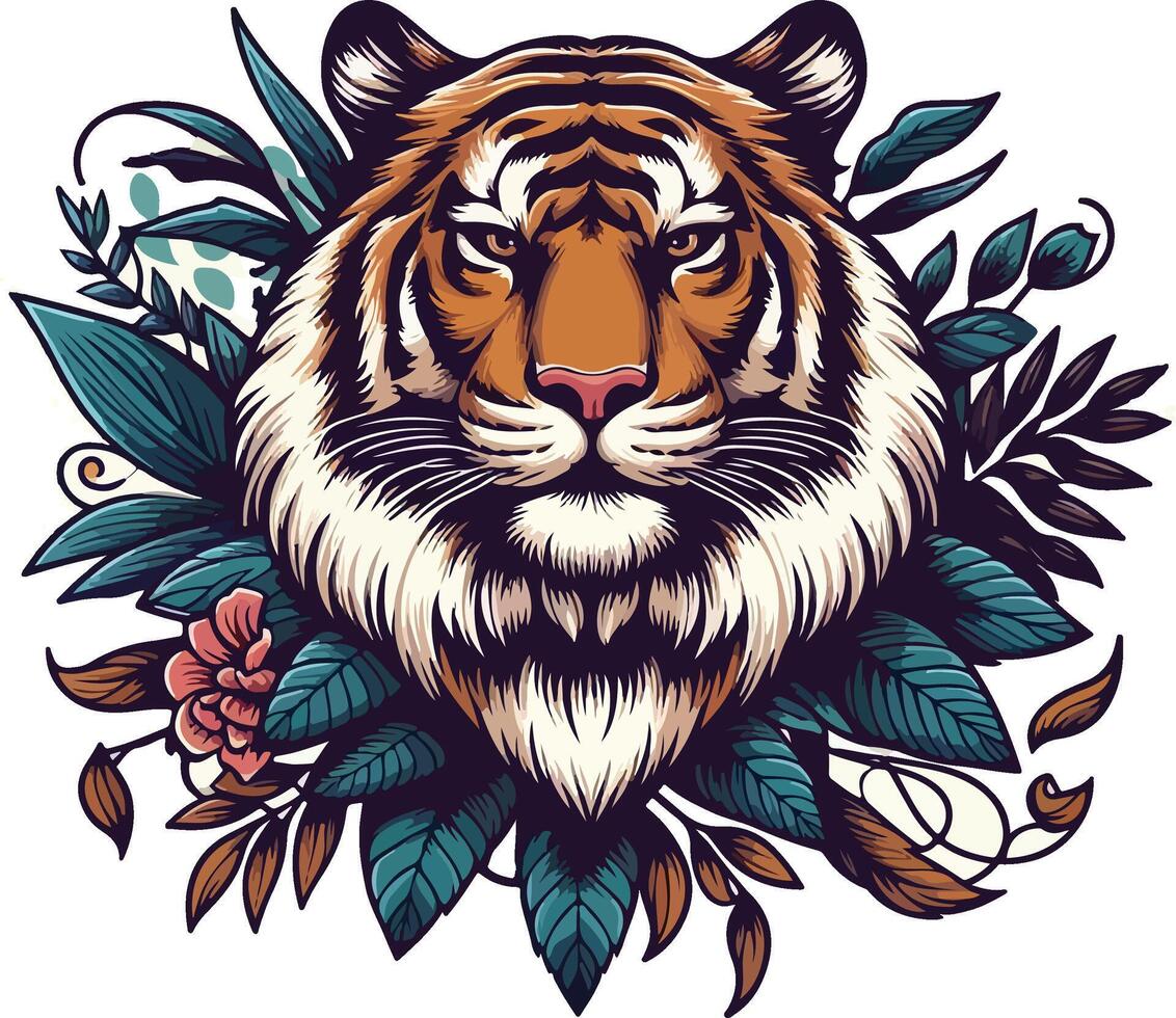 Tiger Illustration Art Design, tiger setting on the grass, illustration, eps vector