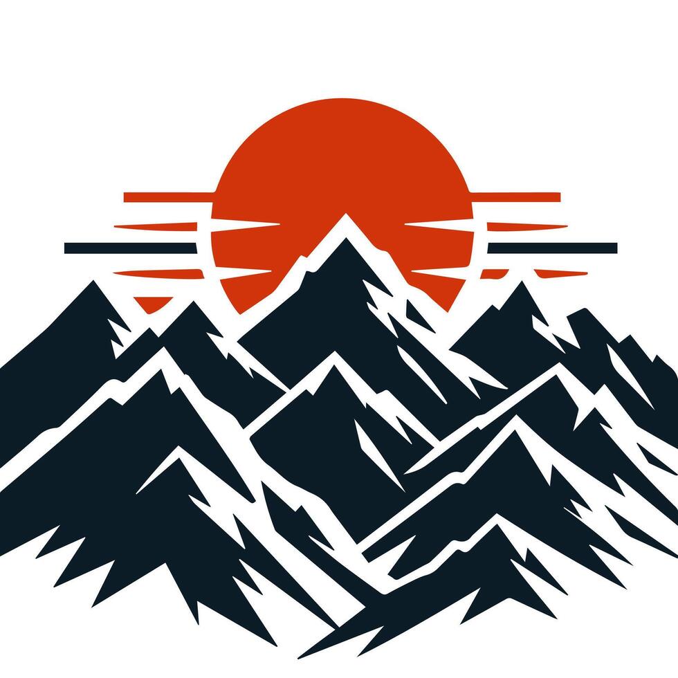 Mountain Range Silhouette with Bold Peaks for T Shirts vector
