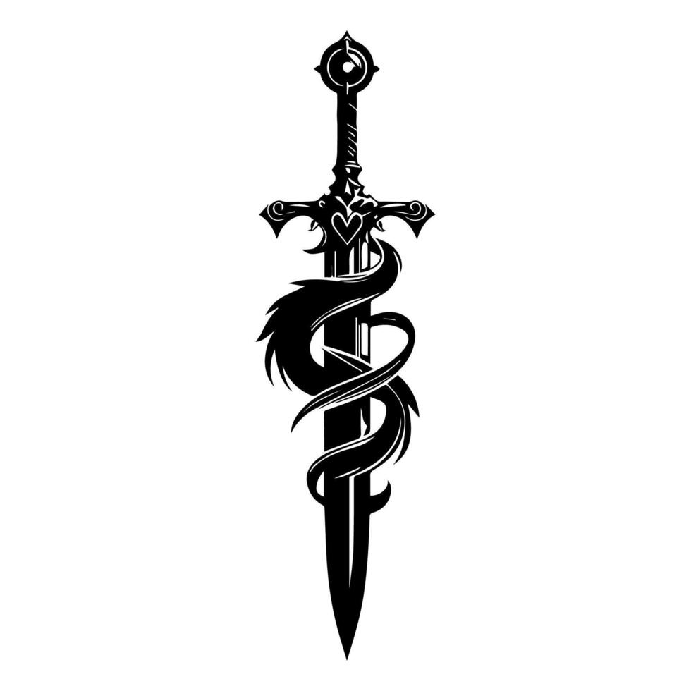 Minimalist Medieval Sword Silhouette for T Shirt Art vector