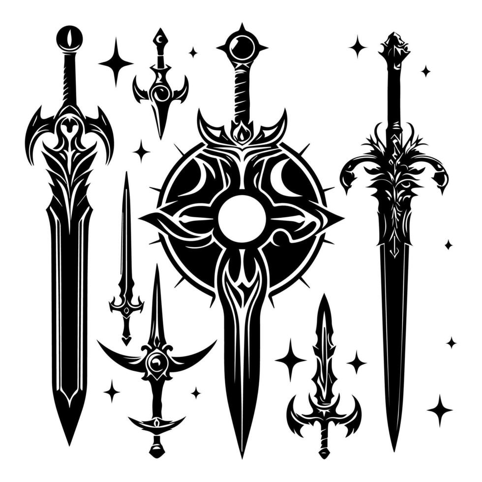 Classic Medieval Sword Silhouette for T Shirt Graphics vector