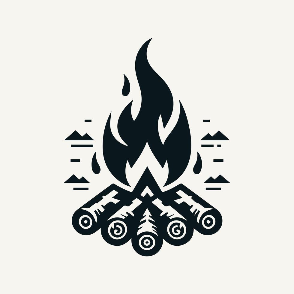 Simple Campfire Illustration with Rising Flames for Camping Logos vector