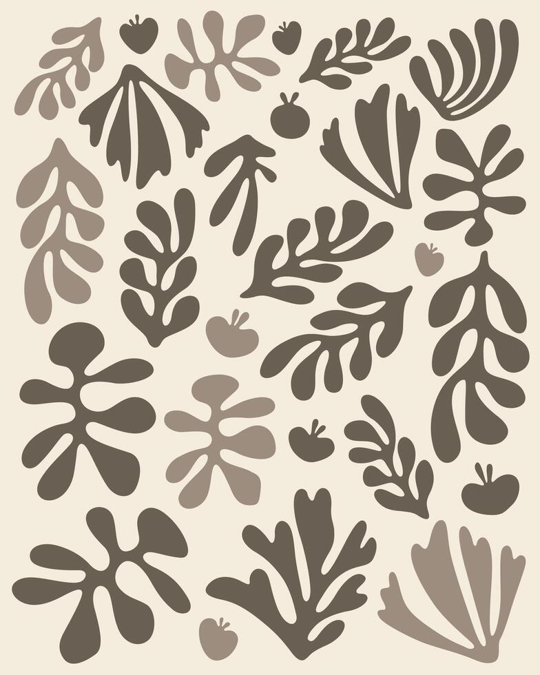 classic brown leaf silhouette icon set vector