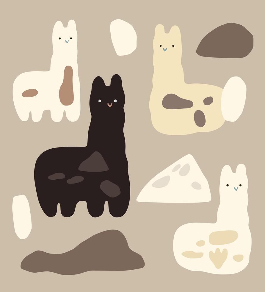 alpaca cartoon character art vector