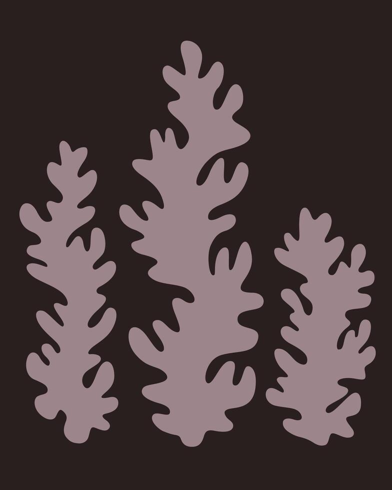 seaweed minimalist silhouette art vector