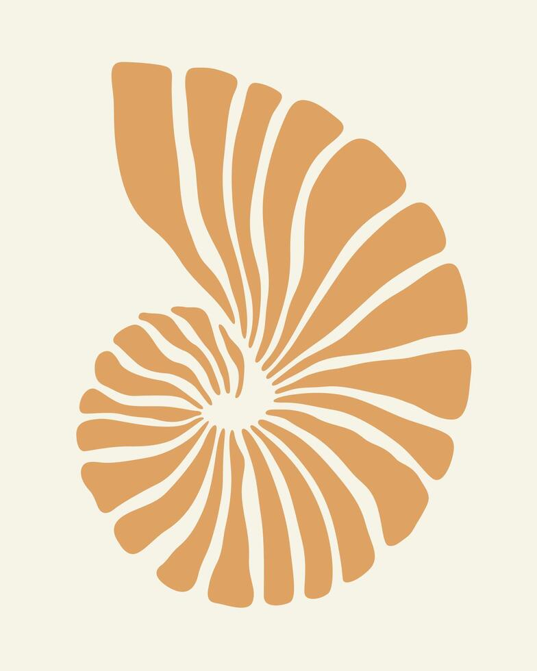 minimalist sea snail silhouette with sunset color vector