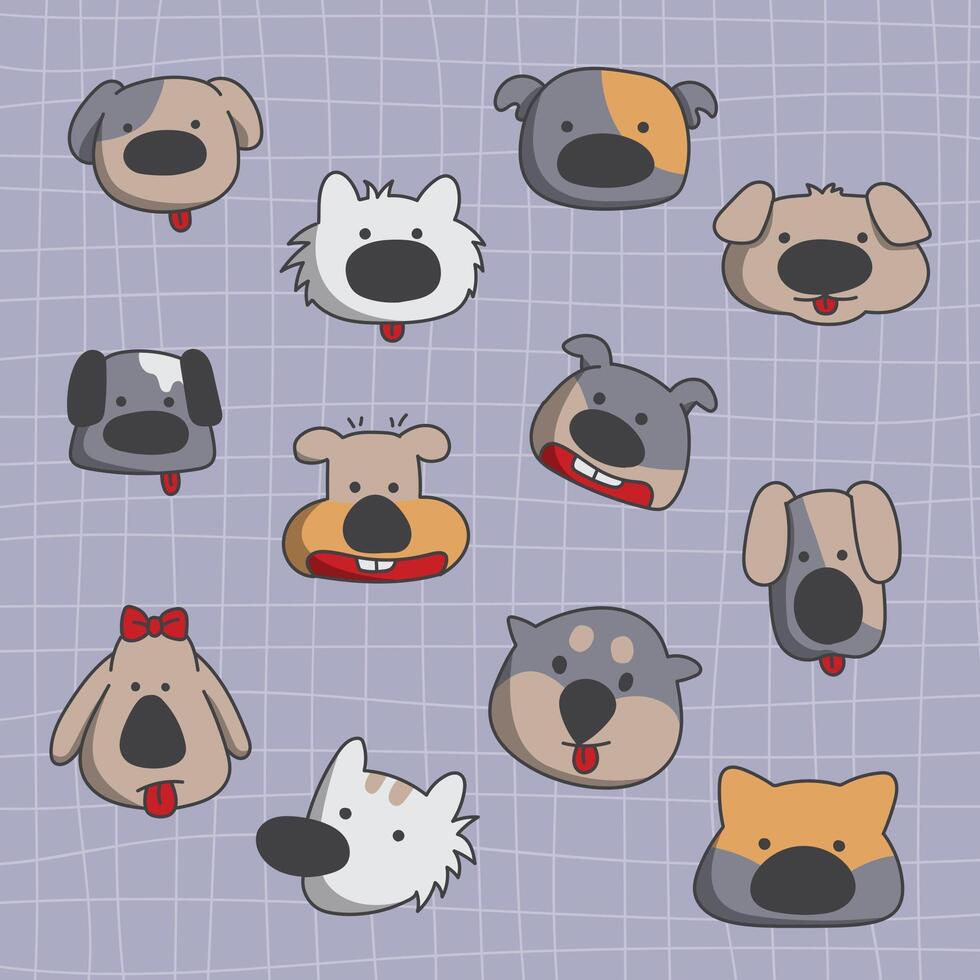 Cute animal dog collection funny vector