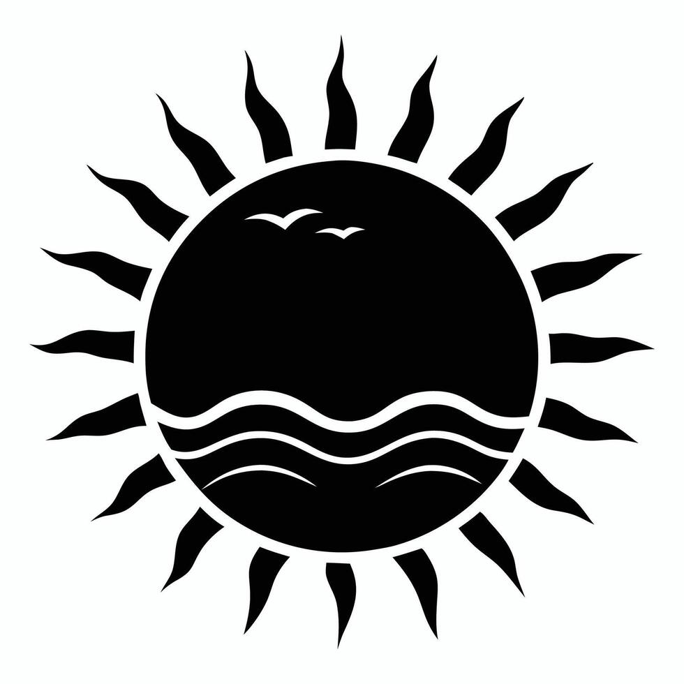 sun with sky silhouette illustration art vector