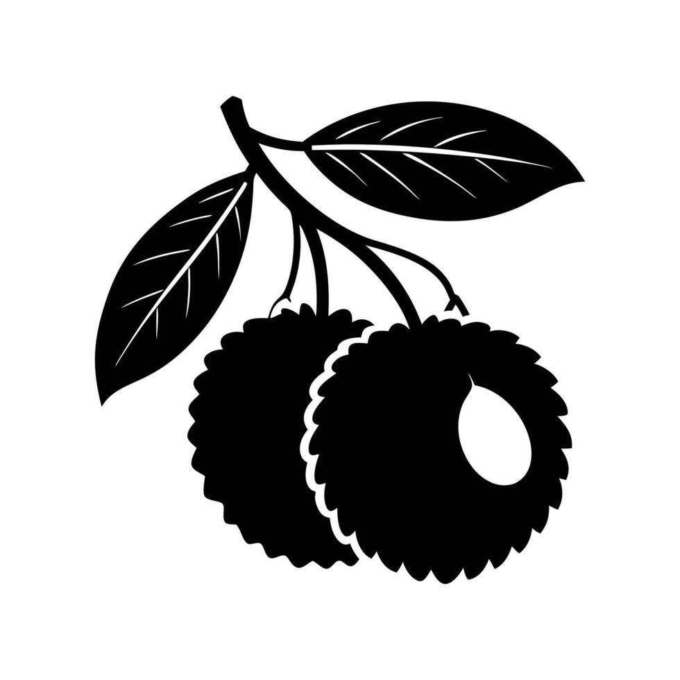 longan fruit silhouette art vector