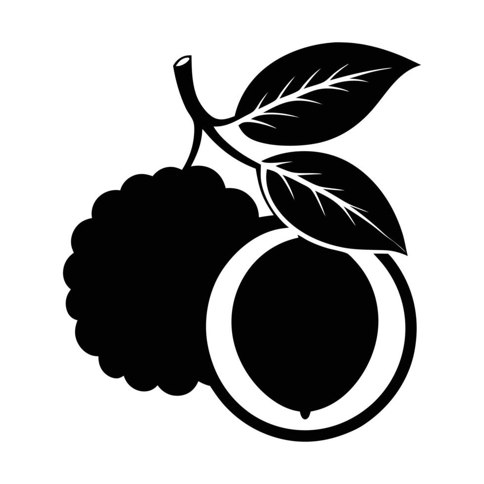 longan fruit silhouette art vector