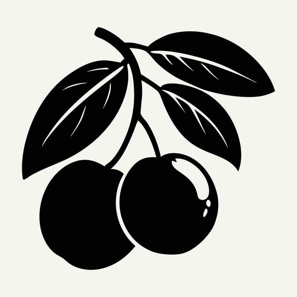 longan fruit silhouette art vector
