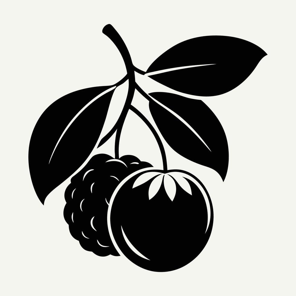 longan fruit silhouette art vector