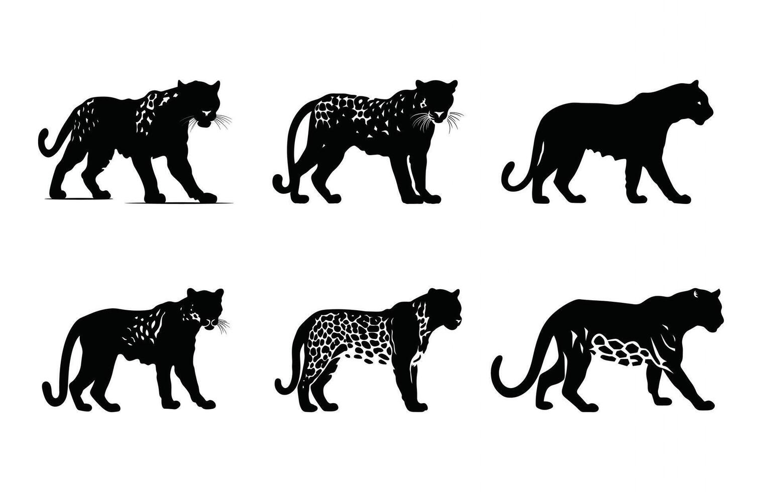 Leopard Predator Silhouette Set vector