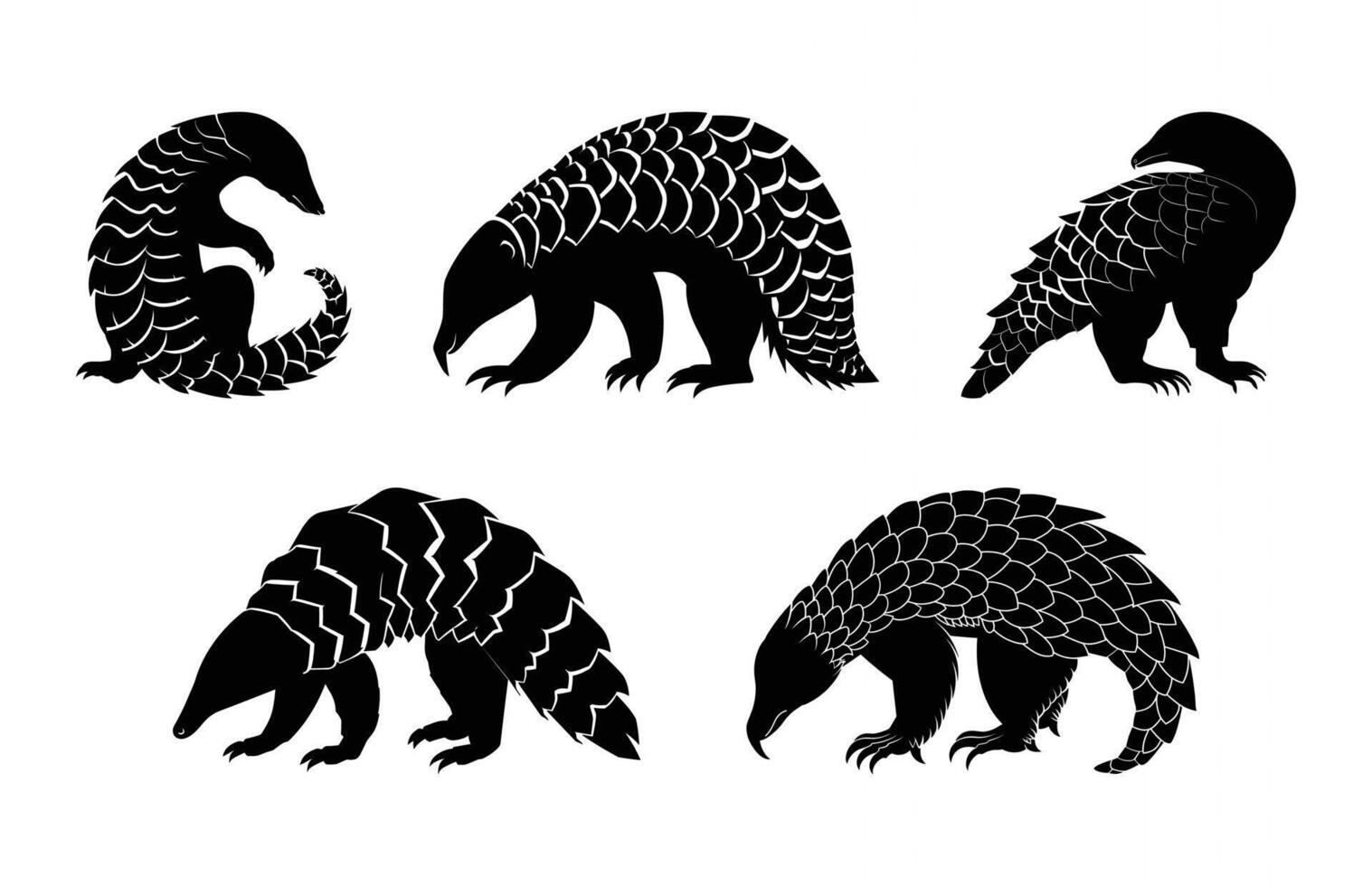 Pangolin Animal Silhouette Bundle vector