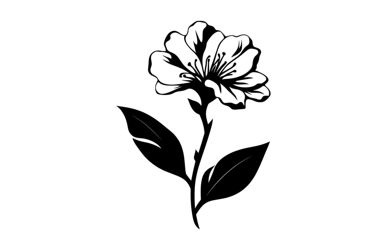 Azalea Flower Black Silhouette isolated on a white background vector