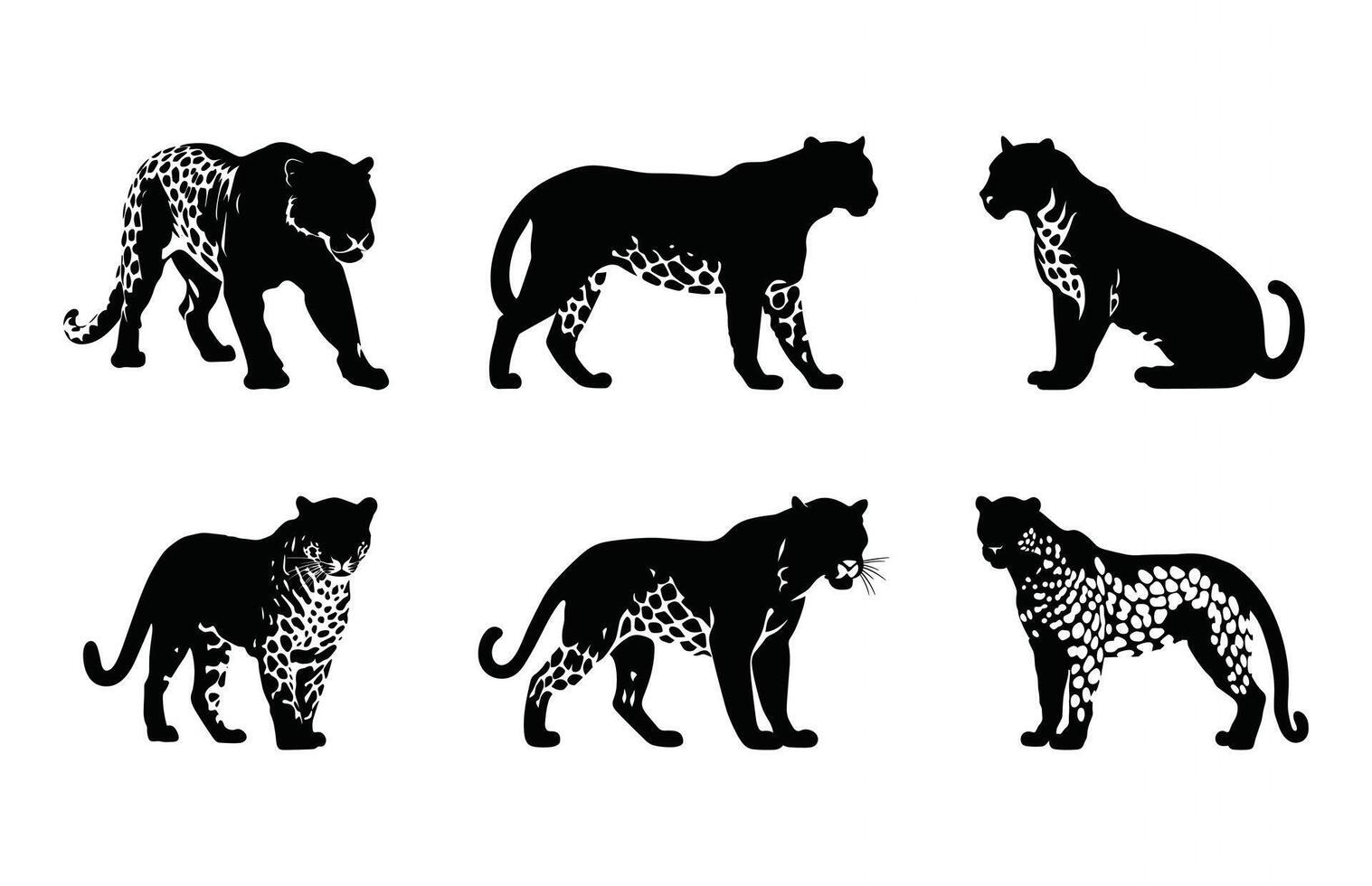 Leopard Predator Clipart Silhouette Bundle vector