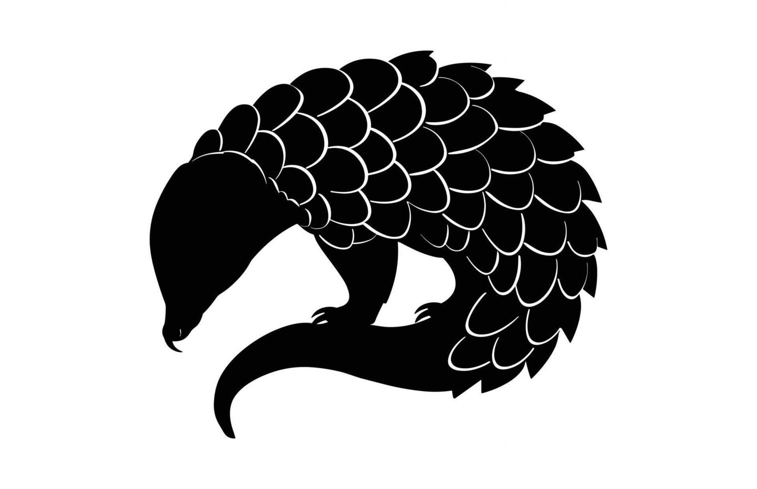 Pangolin Animal Silhouette isolated on a white background vector