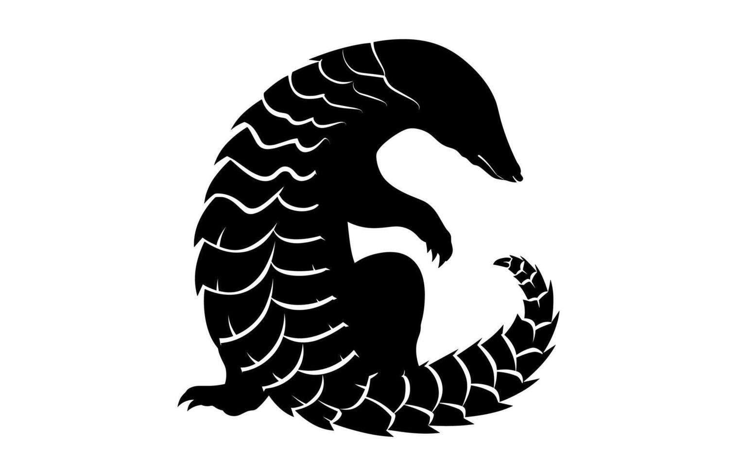 Pangolin Black Silhouette vector