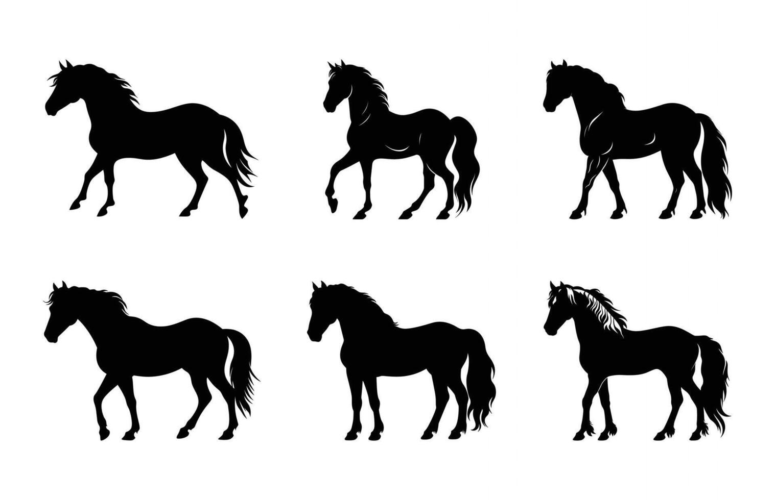 Draft Horse Black Silhouette Bundle vector