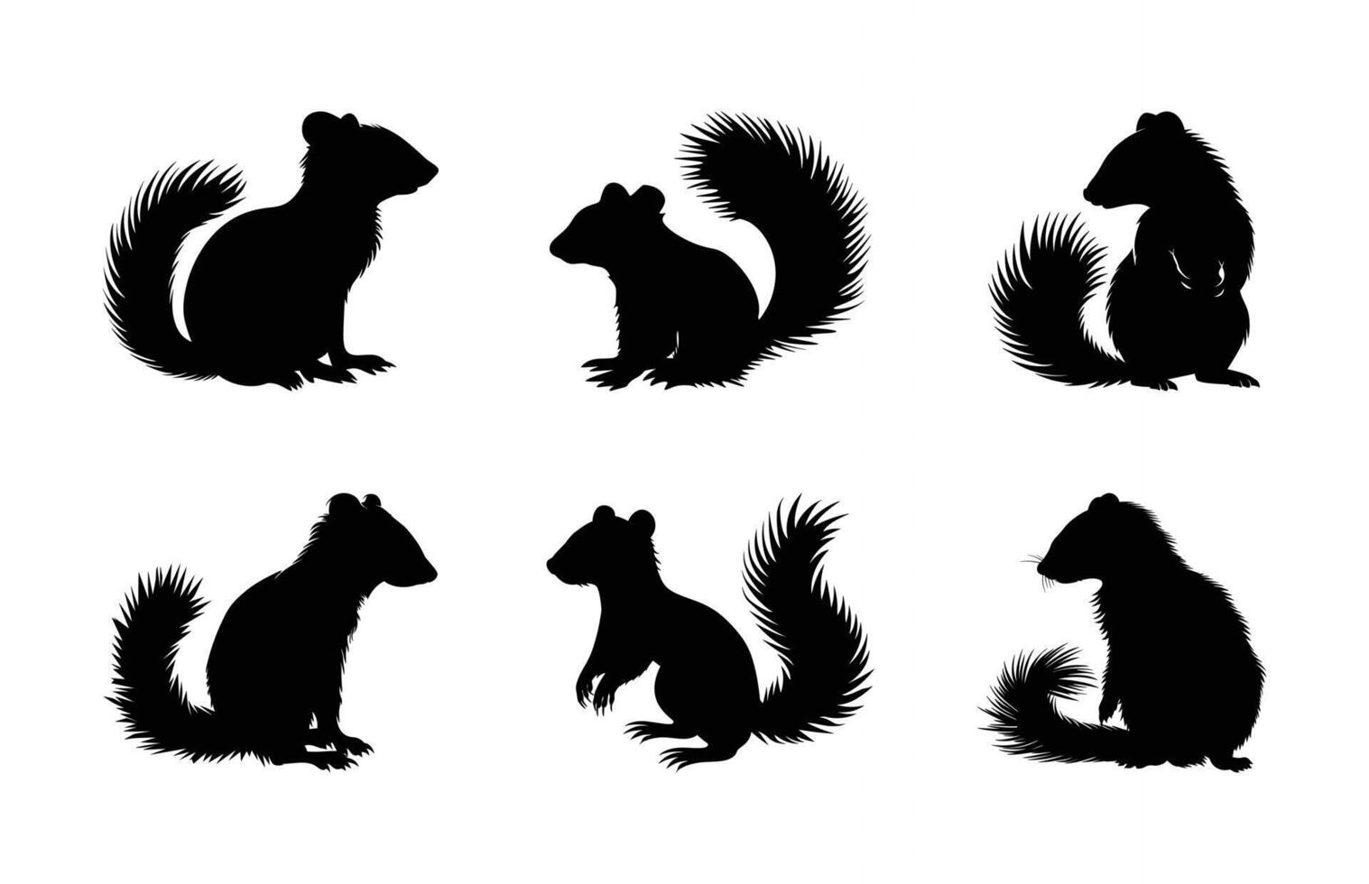 Skunk Silhouette Clipart Bundle vector
