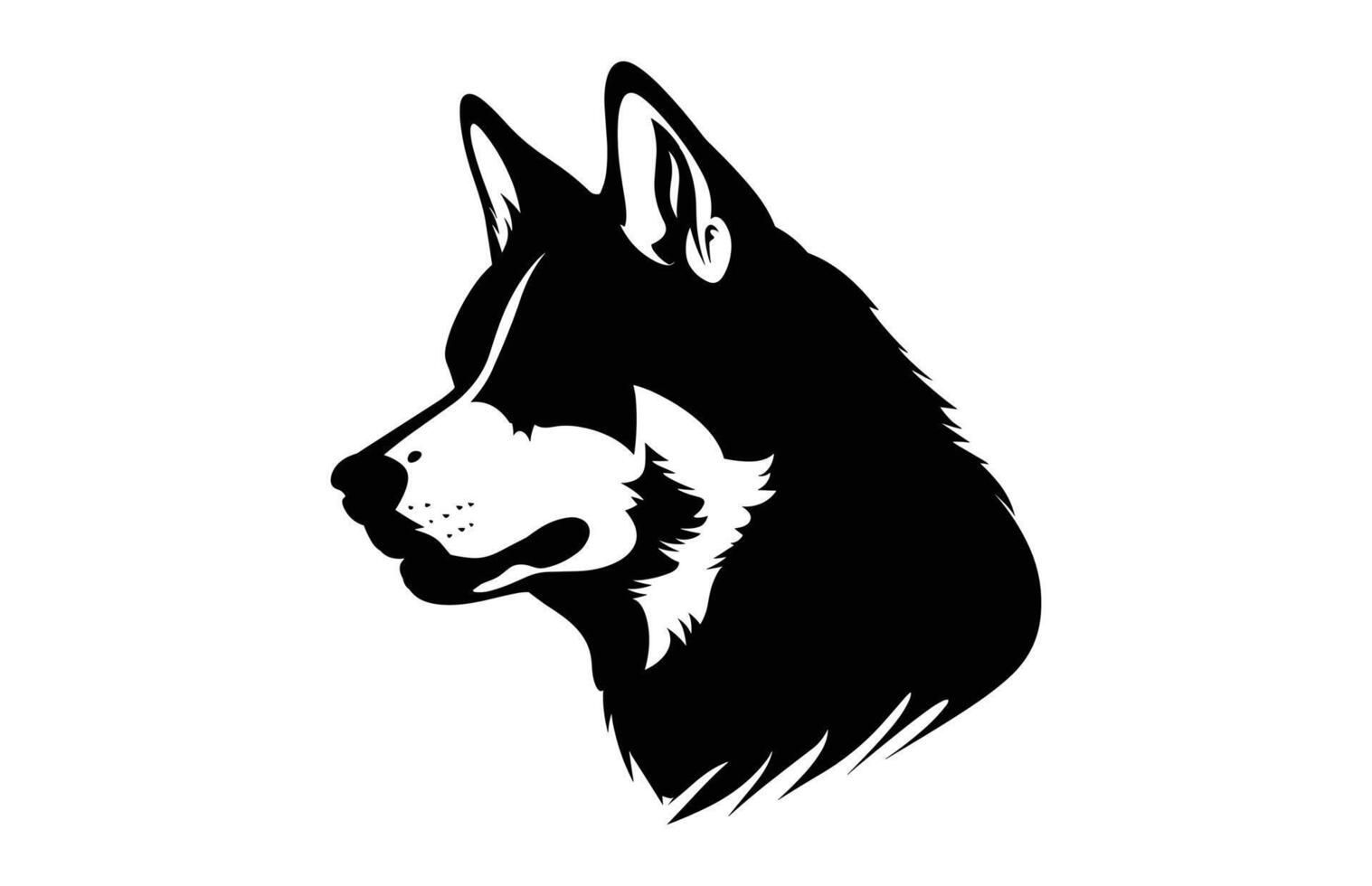 Husky Face Clipart Silhouette isolated on a white background vector